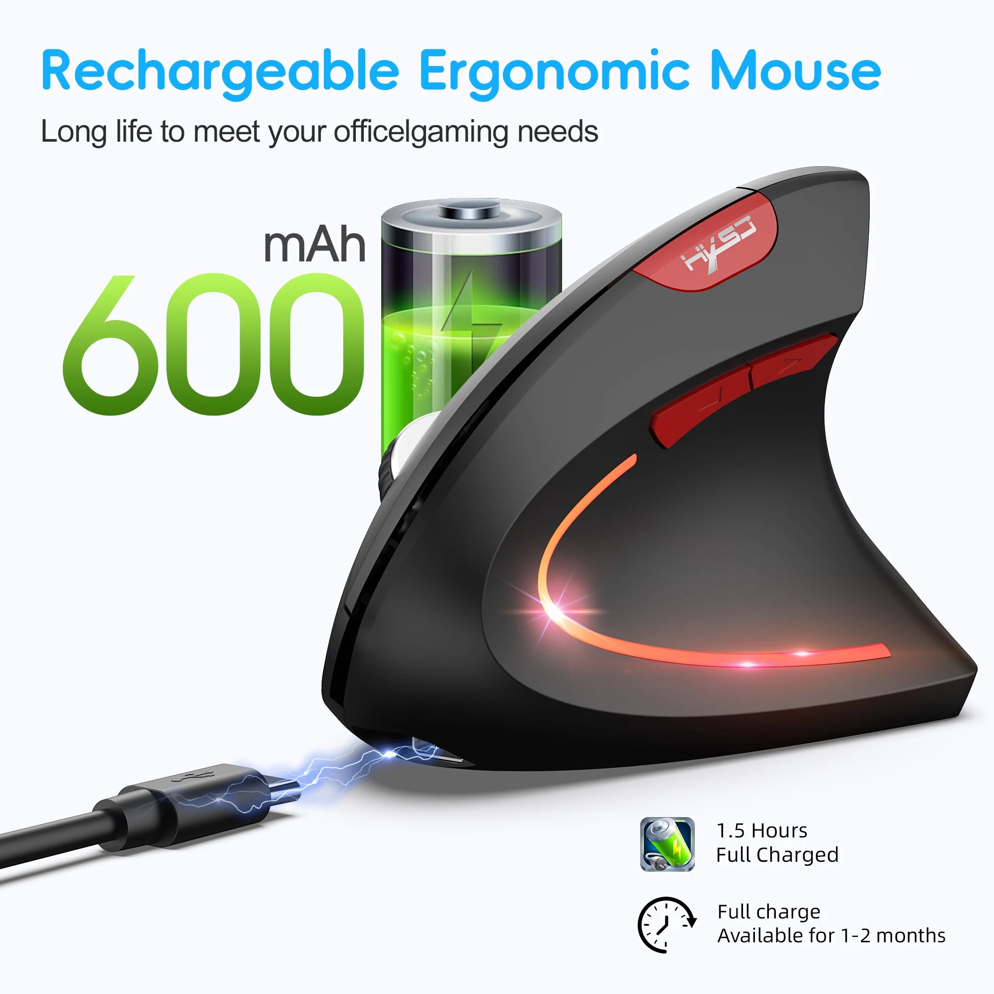 Souris verticale ergonomique sans fil pour PC