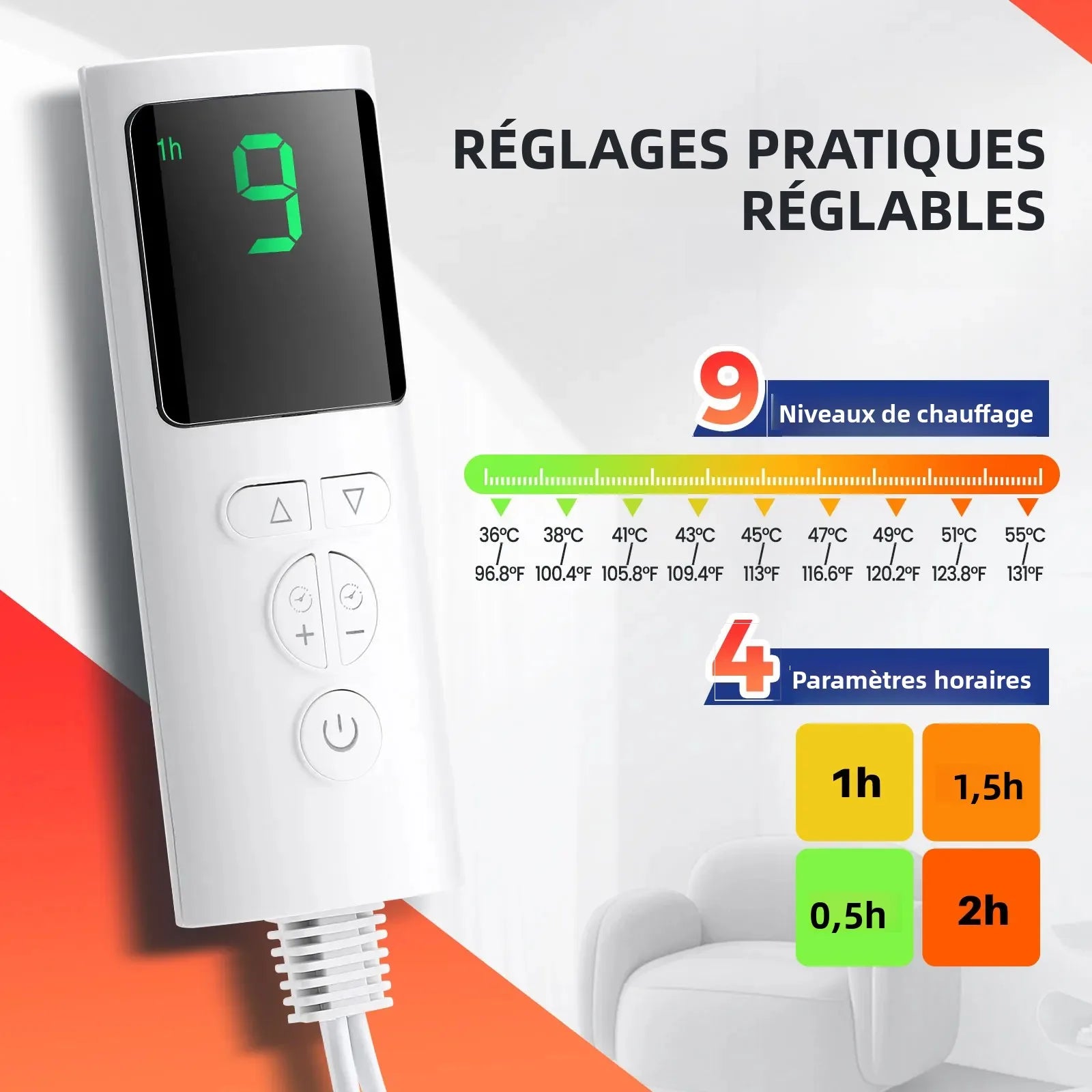 Coussin chauffant électrique pour les pieds