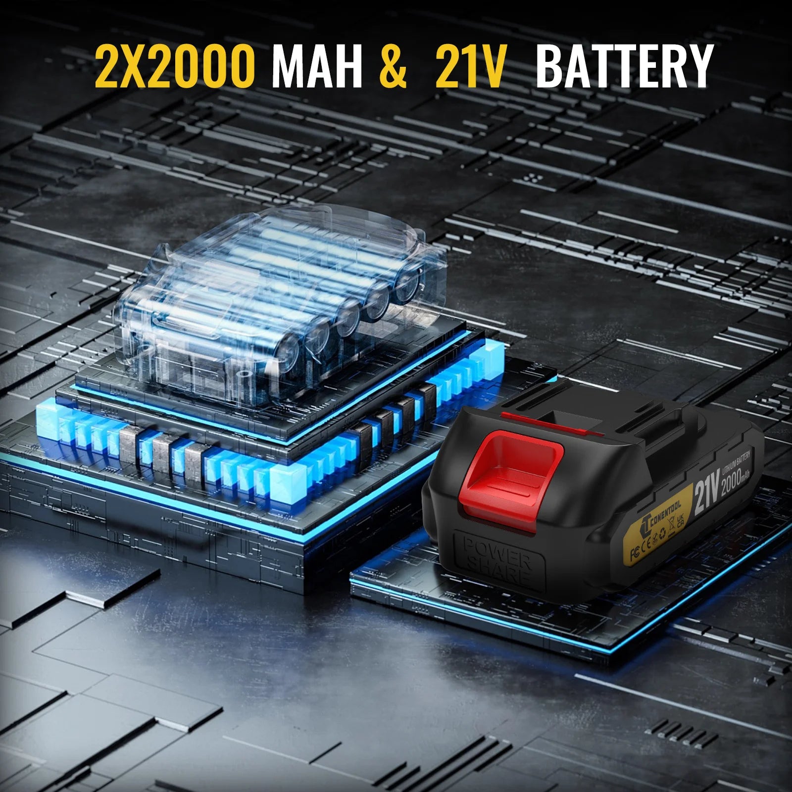 CONENTOOL Débroussailleuse électrique sans fil 21 V