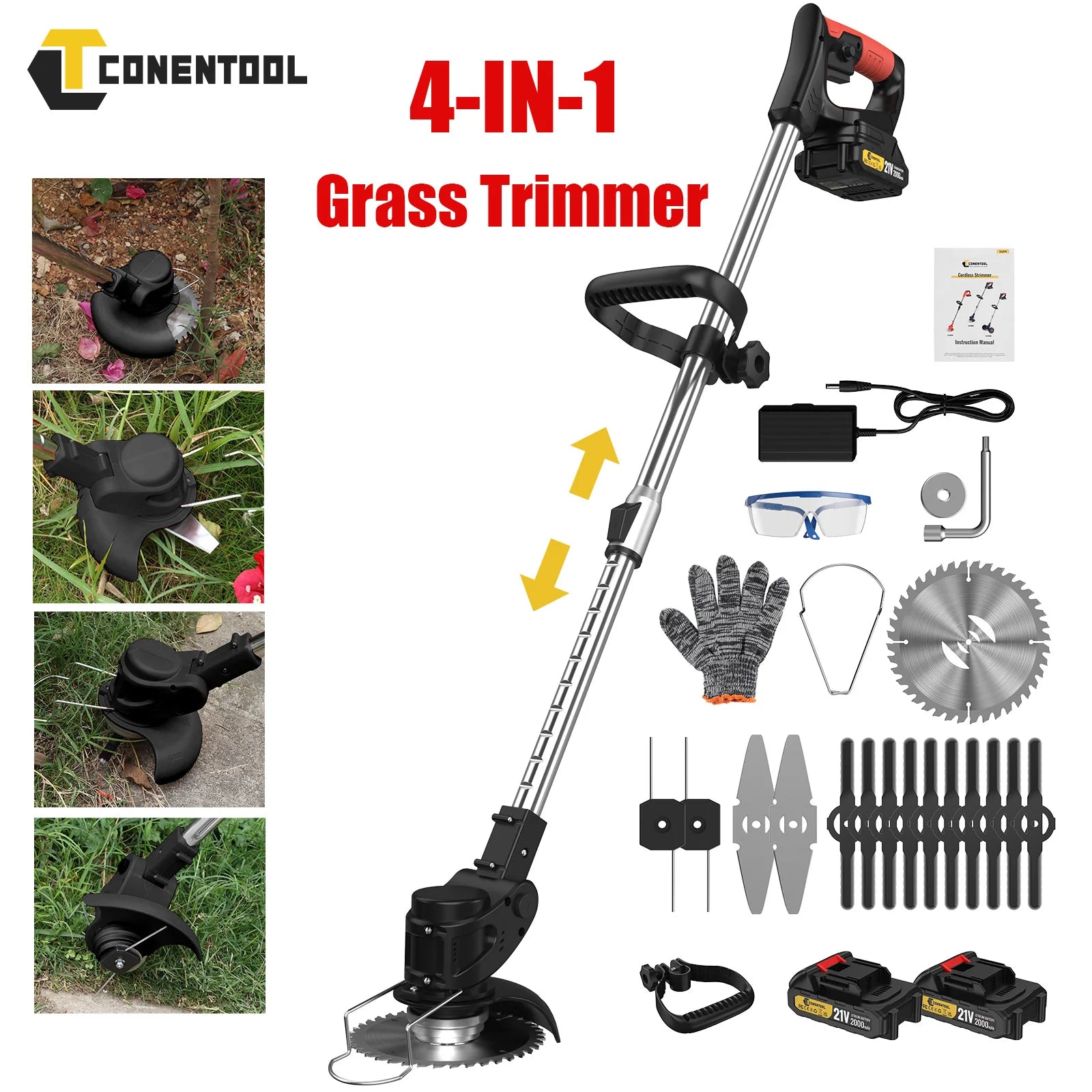 CONENTOOL Débroussailleuse électrique sans fil 21 V