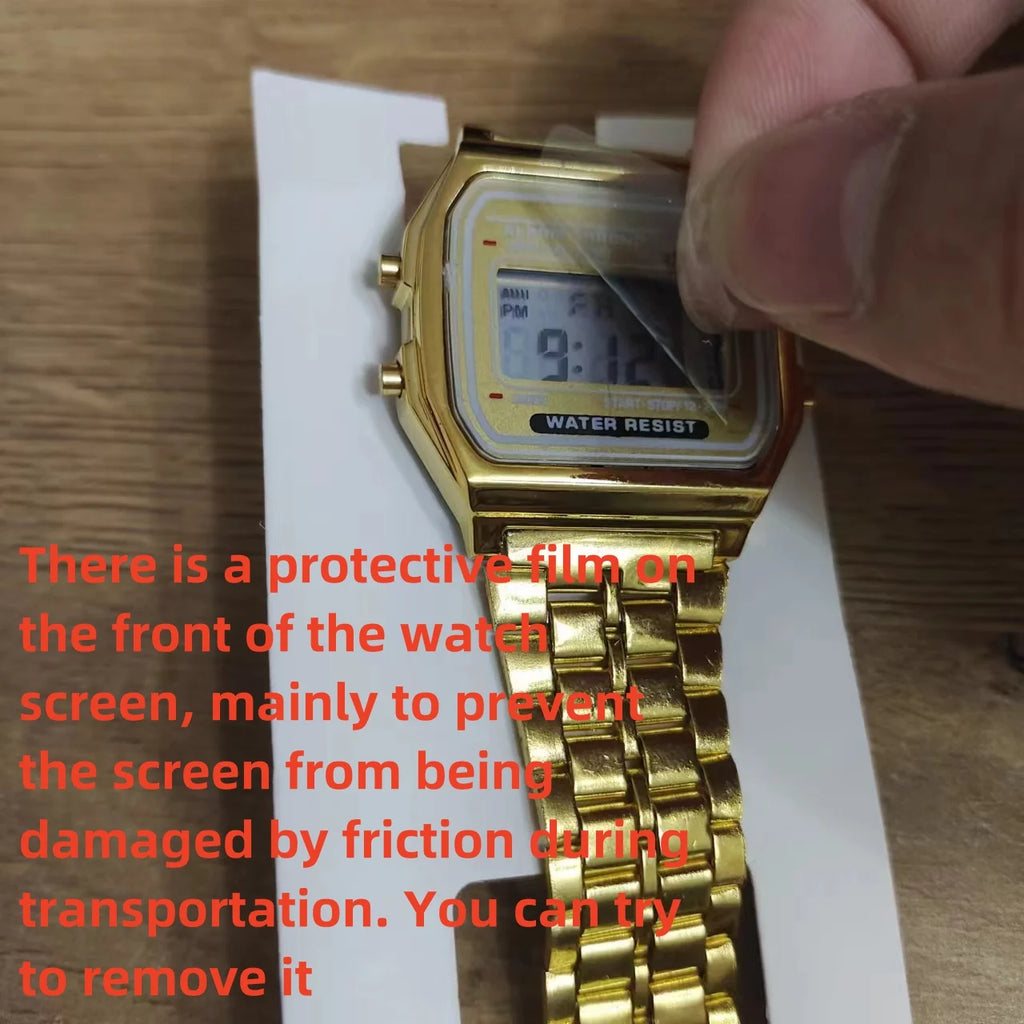 Montre F91W non étanche avec bracelet en acier